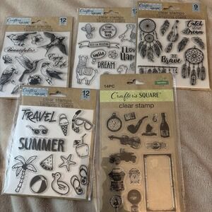 Lot Of 5 Crafters Square Clear Stamps  Lot 012 Scrapbook